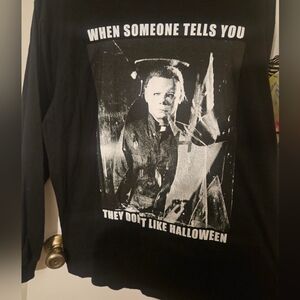 Black Graphic Halloween Womens Shirt